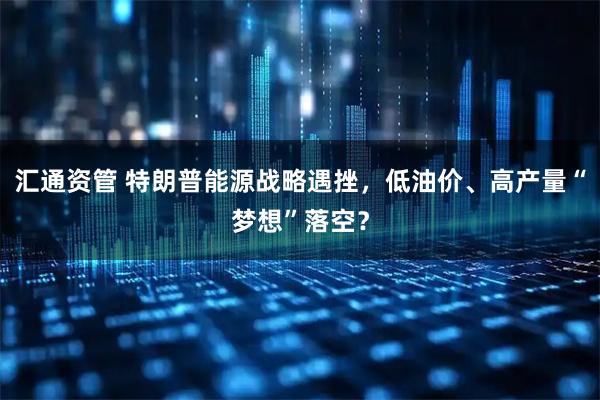 汇通资管 特朗普能源战略遇挫，低油价、高产量“梦想”落空？