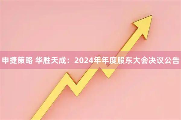 申捷策略 华胜天成：2024年年度股东大会决议公告