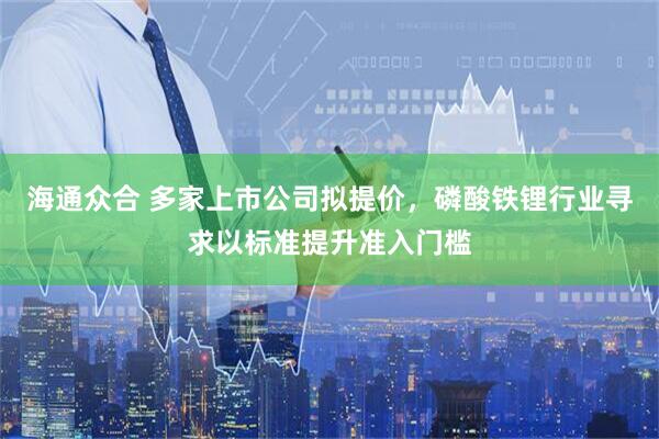 海通众合 多家上市公司拟提价，磷酸铁锂行业寻求以标准提升准入门槛